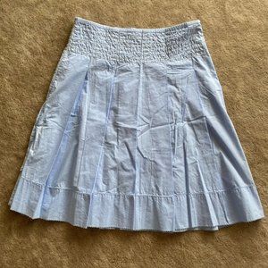Tommy Hilfiger Light Blue Pleated Midi Skirt Gold Metallic Waist Stitching